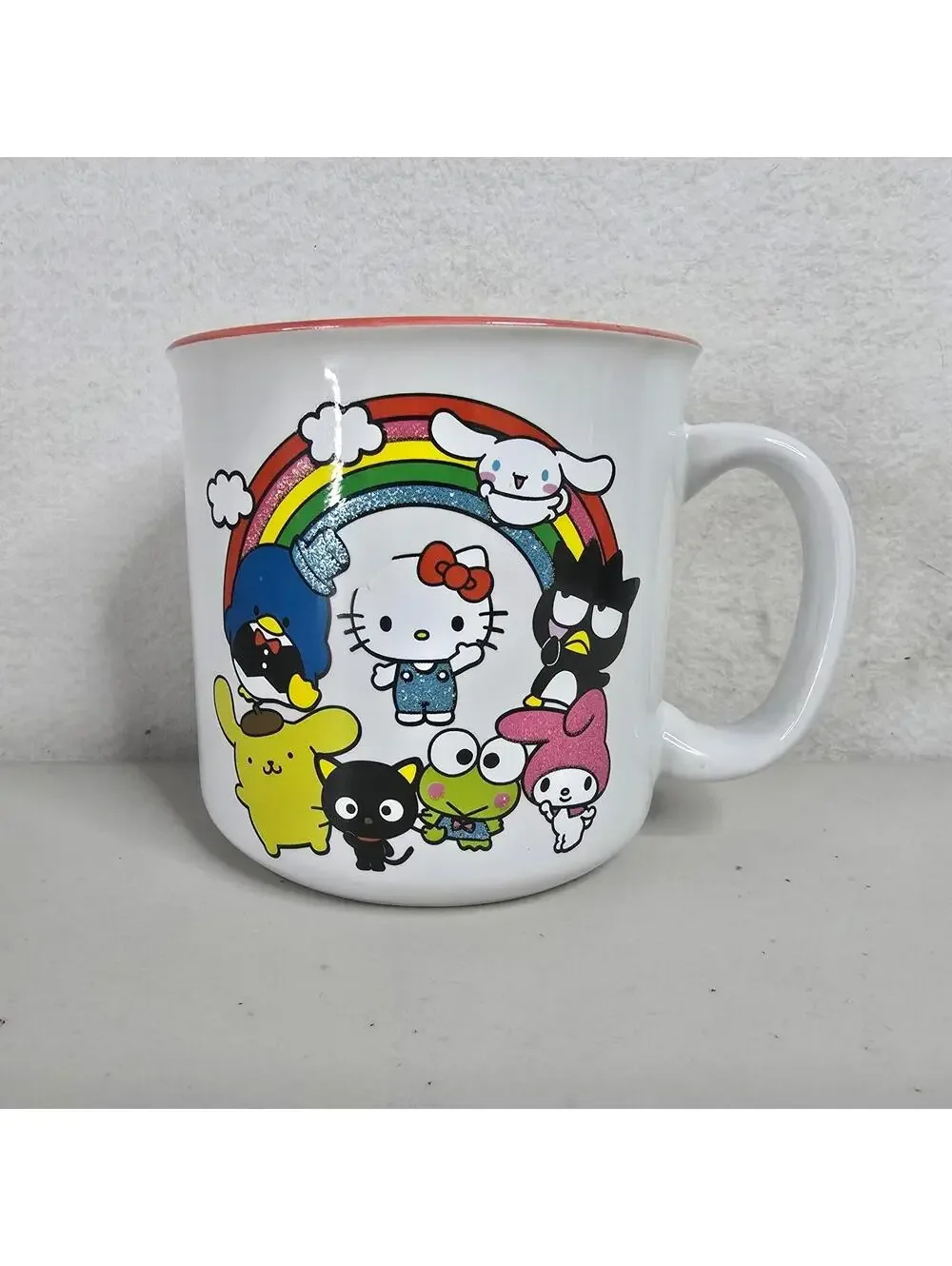 Hello Kitty and Friends Rainbow Glitter 20oz Large White Ceramic Coffee Cup Mug - Picture 4 of 6